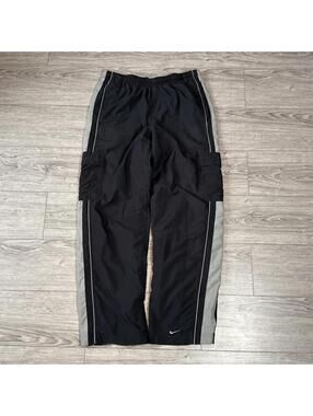 Vintage Nike Track Pants Mens Extra Large Gray Lined Baggy Cargo Nylon Y2K
